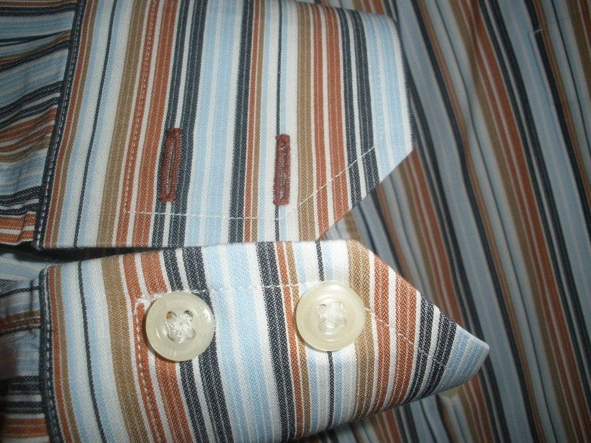 Chemise Manches Longues Hugo Boss Rayée - Taille 14.5, Manche 32/33 - 100% Coton - Occasion Très Bon état
