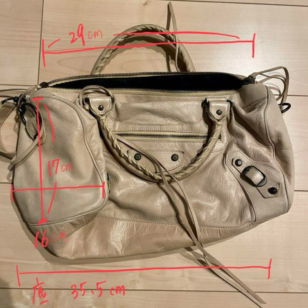 バッグ BALENCIAGA CITY THE FIRST 2WAY BAG BEIGE Buy Balenciaga Beige Leather Gunmetal Stud Classic First