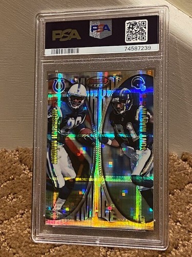 1997 Bowman's Best Atomic Ref Jerry Rice I. Bruce Marvin Harrison PSA 9 NEW CASE - Picture 2 of 2