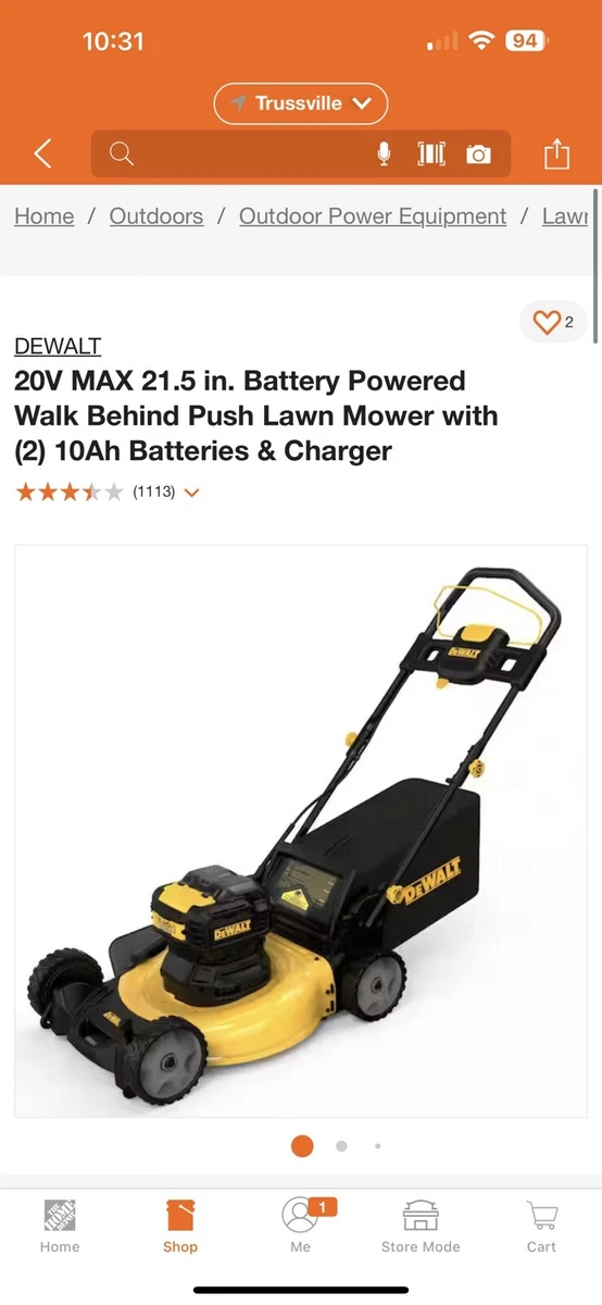 Black and Decker 20-volt Max 12-in 3-in-1 Compact Cordless Push Lawn Mower