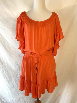 Venus Romper Womens Medium M Orange Flutter Sleeve