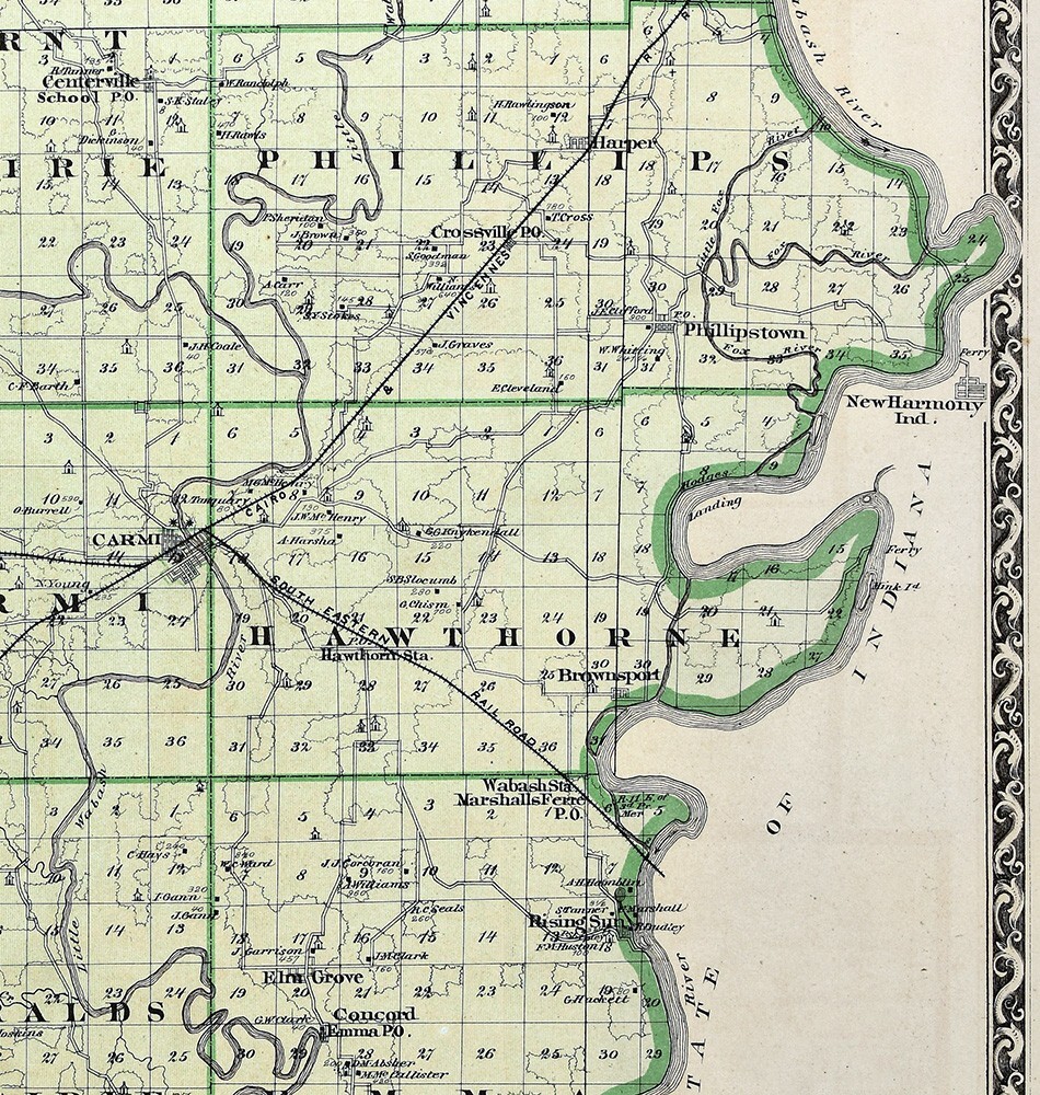 1876 Illinois Map White County Carmi Grayville Enfield Norris City