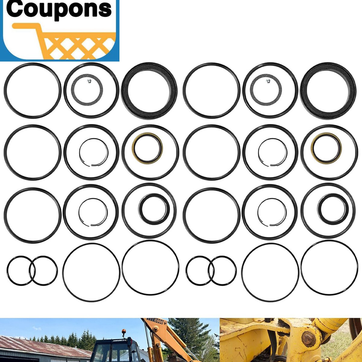 Seal Kit for Case 580CK Model 33 Backhoe Swing Cylinder w/Snap in