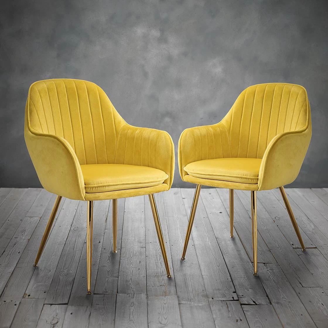 Pair Of Dining Chairs Velvet Seat Gold Effect Legs Kitchen Lounge