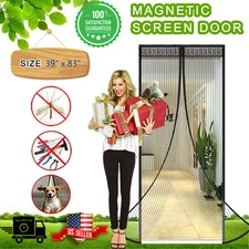 Magnetic Screen Door Heavy Duty Hands-Free Mosquito Mesh Bug Fly Curtain 39"x82"