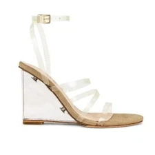 RAYE Bev Wedge Sandal in Clear Women's Size 9.5 Round Toe