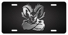RAM Inspired art simulated Black carbon fiber  aluminum license plate tag