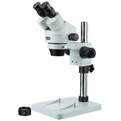 AmScope 7X-90X Zoom Binocular Stereo Microscope with Table Pillar Stand