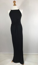 Mango Suit Black Open Strappy Back Stretchy Fitted Long Maxi Pencil Dress Small