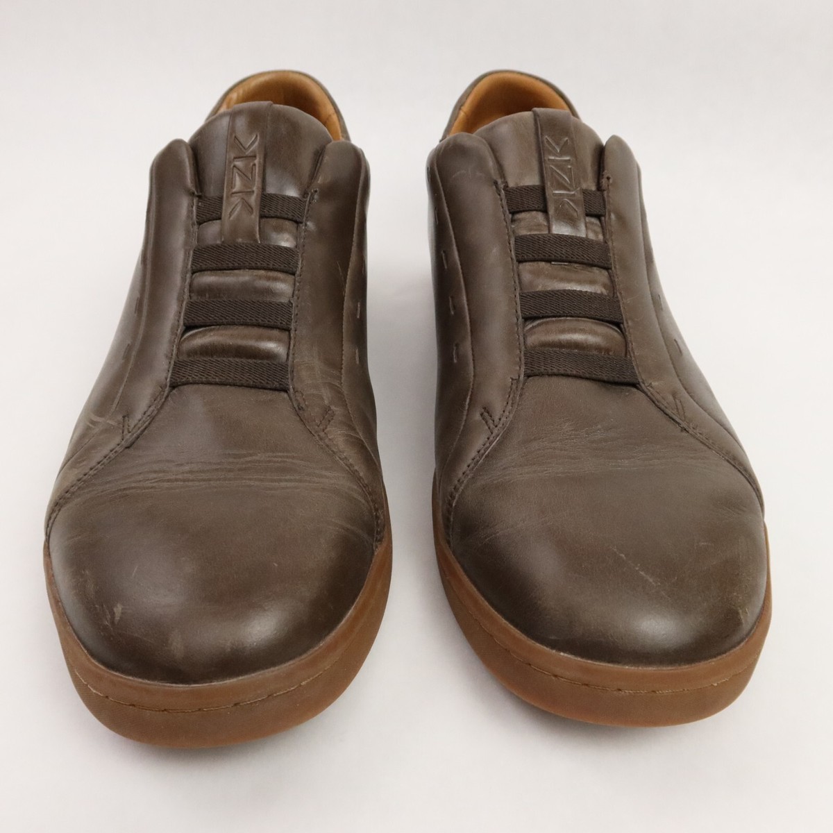 コタン様④ Kizik KZK Shoes Mens 14 Brown Leather Slip On Hands Free Gum