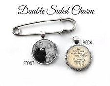 Double Sided Custom Photo Groom Memorial Wedding Lapel Pin 23 Designs Available