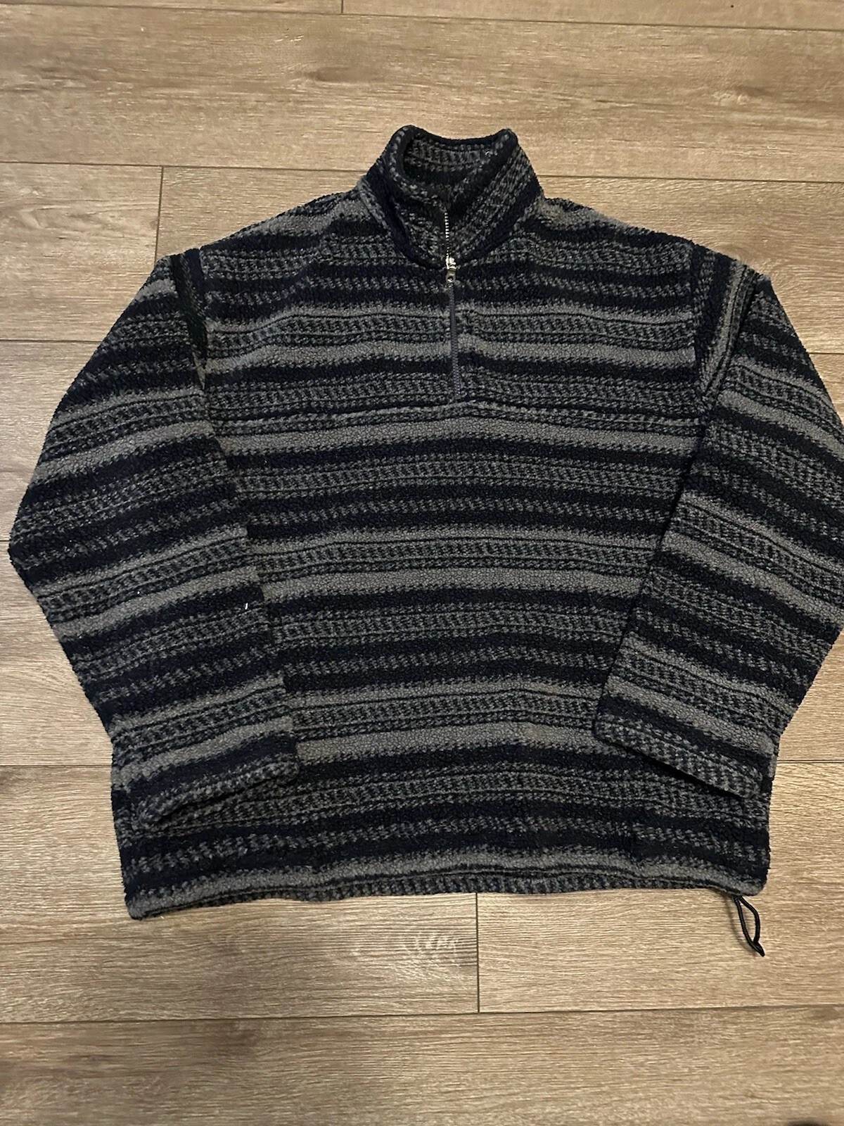 Vintage Mountain Express Quarterzip Fleece Jacket Mens XL Patterned Striped