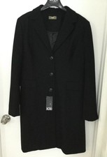 Ice B By Iceberg Lapel Lined Black Wool Classic Coat Italy Size 40-42