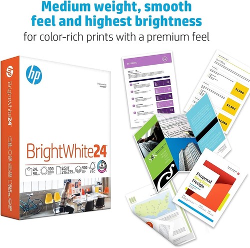 Papel 8,5 X 11 Blanco Brillante 24 Lb 1 Resma 500 Hojas Hecho en EE. UU. Tamaño Carta - Imagen 3 de 11