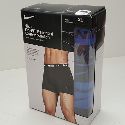 Nike Dri-Fit Essential Cotton Stretch Boxer Trunk pack- XL, BLUE