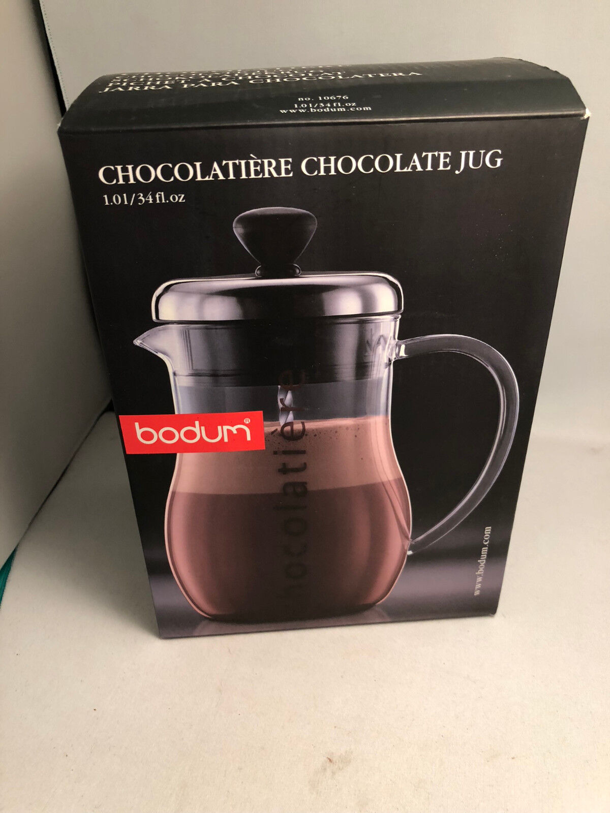 Bodum Chocolate Jug Chocolatiere Hot Milk Frothier Glass Jug Box