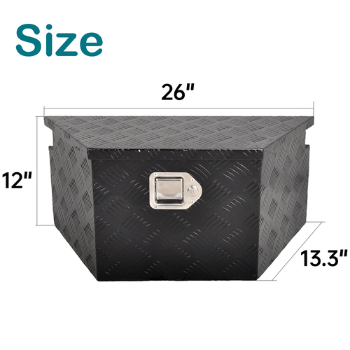 26"X13.3"X12" Aluminum Trailer Tool Box Heavy Duty Tool Box Storage+