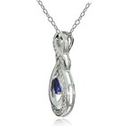 V3 Jewelry Sterling Silver with Natural Tanzanite and White Topaz Swirl Pendant with 18