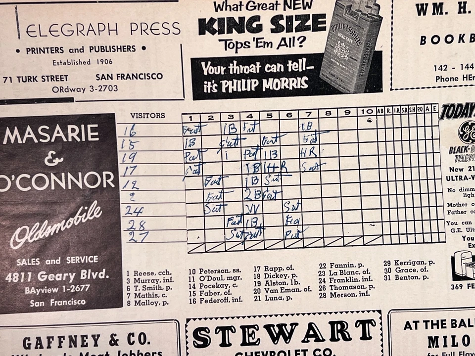 1953 San Francisco Seals Baseball Program v San Diego Padres Lefty O'Doul - Image 2 of 4