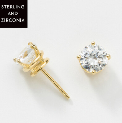  Touchstone Crystal Earrings Post Zirconia Gold Plated New Condition