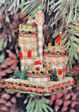 LeeWards SANTA'S CASTLE Flocked Vintage Sequin Bead Christmas Ornament Kit RARE