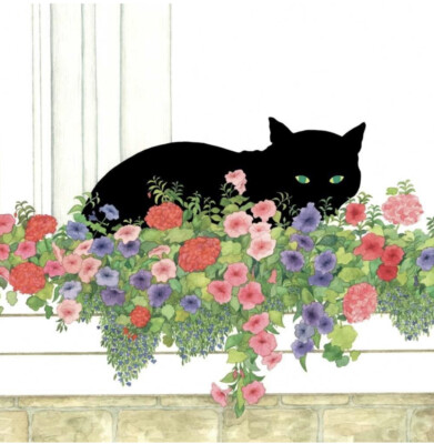 PPD Always Creative ''Black Cat Flower Box Paper Napkins