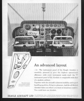 BEAGLE AIRCRAFT LIMITED 1962 AIREDALE T INSTRUMENT PANEL EASY TO READ ...