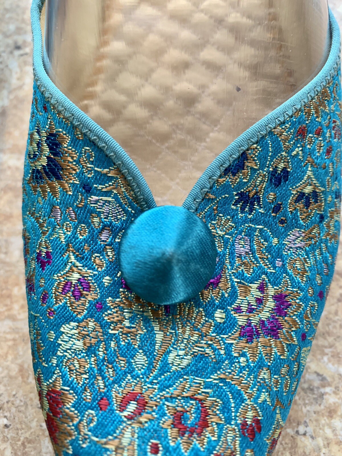 PANTOFOLA D’ORO Pantofole slip on donna vintage Daniel verde turchese rosso oro metallizzato taglia 5