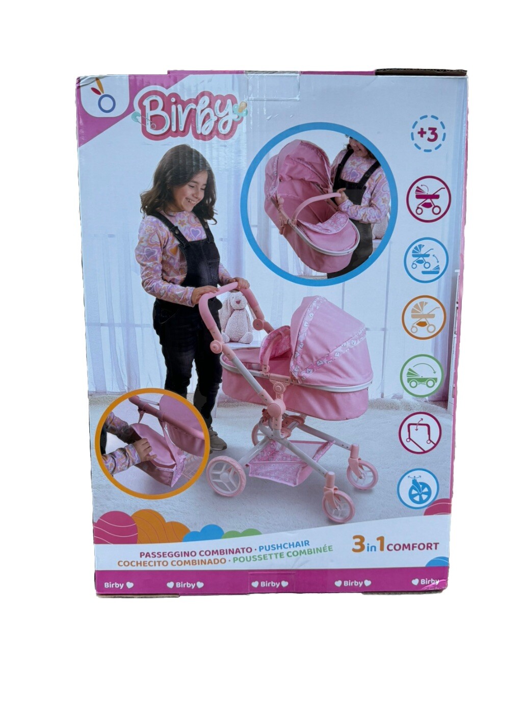 Passeggino Combinato per bambole 3 in 1 comfort 3 anni + Ht 182 foto 2