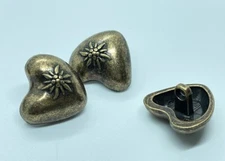 LOT of 3 Dill Edelweiss Heart Button #330359 Col #36 Domed Full Metal Shank 23mm