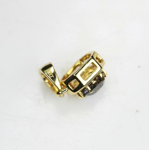 Salt And Pepper Emerald Cut Diamond Bezel Setting Pendant 10k Gold Pendant Gift - Picture 7 of 11