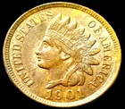 1901 UNCIRCULATED INDIAN HEAD CENT! 4 DIAMONDS! Lustrous! A beautiful coin!