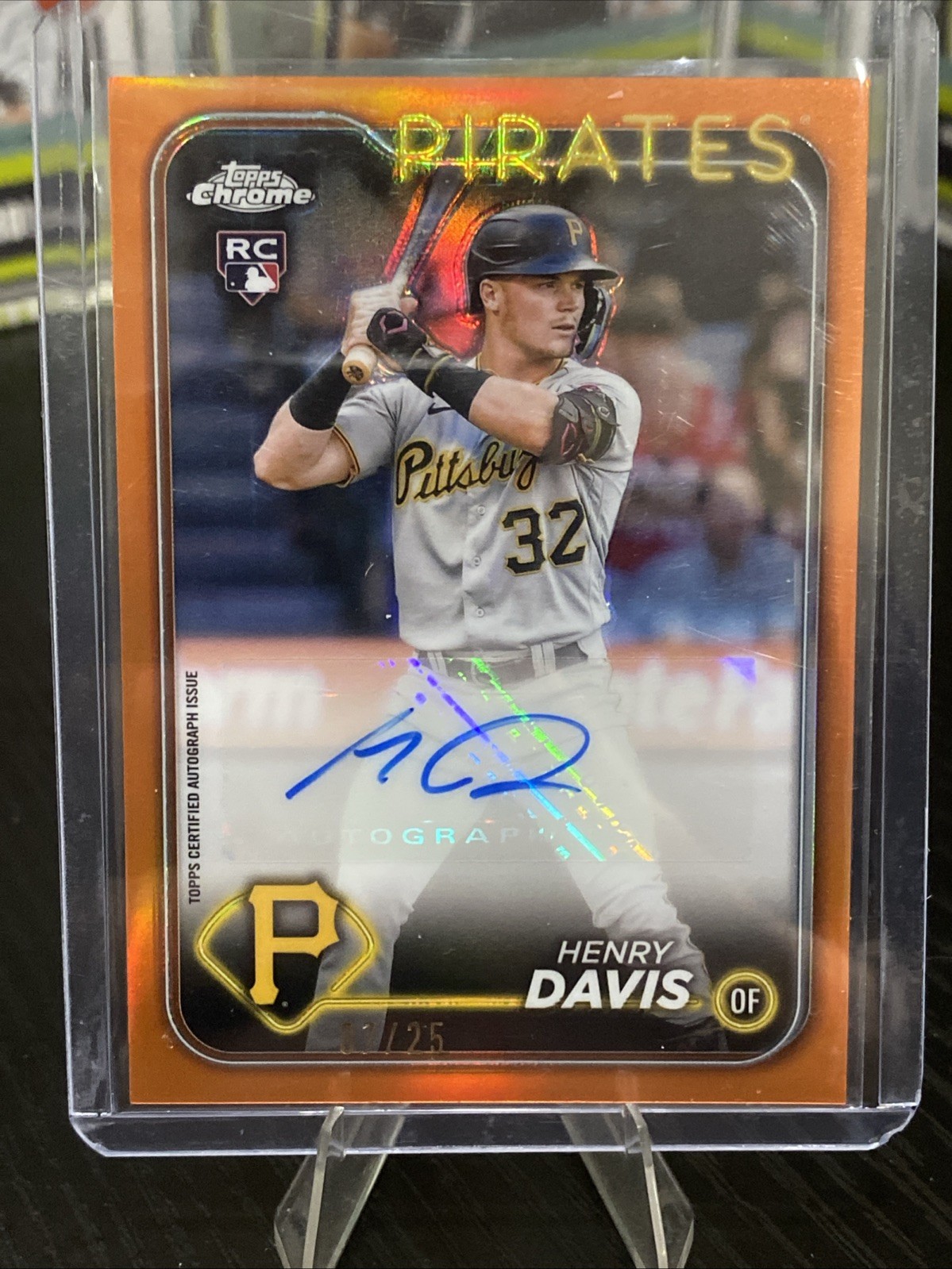 2024 Topps Chrome - Rookie Autographs Henry Davis #RA-HAD Orange Refractor /25
