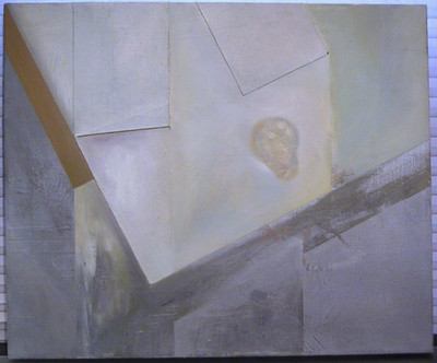 Vintage Abstract Geometric Mixed Media Painting