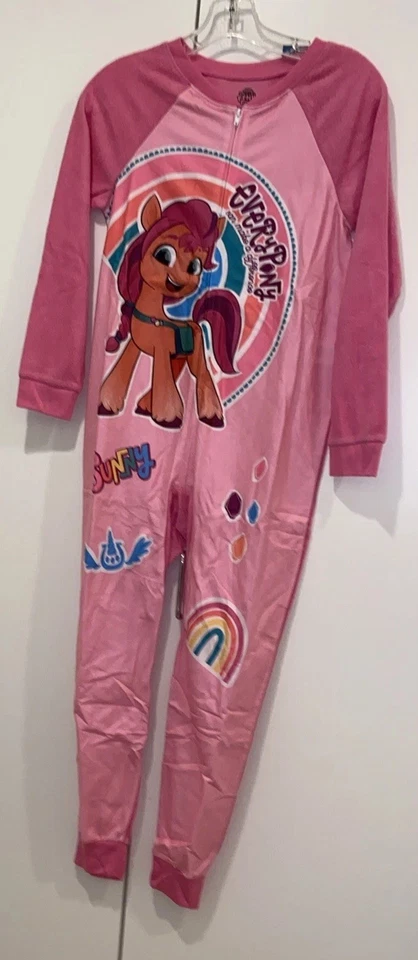 MY LITTLE PONY Pajamas SZ 10-12 Girl One Piece Union Suit Blanket Sleeper SUNNY - Image 4 of 4
