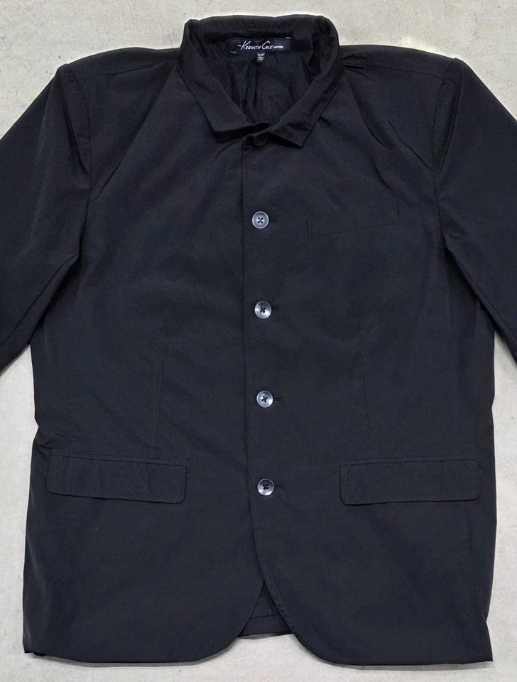 KENNETH COLE NY Rain Jacket Men XL Black Button Up Lined Formal Windbreaker Coat - Image 3 of 4