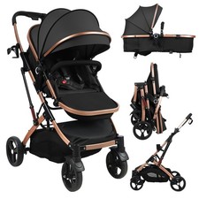 2 in 1 Baby Stroller Convertible Bassinet, Reversible Seat, UPF Canopy, Shock Ab