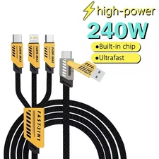 Cable de carga USB 2 en 3, Cable cargador de teléfono múltiples puertos de 240W