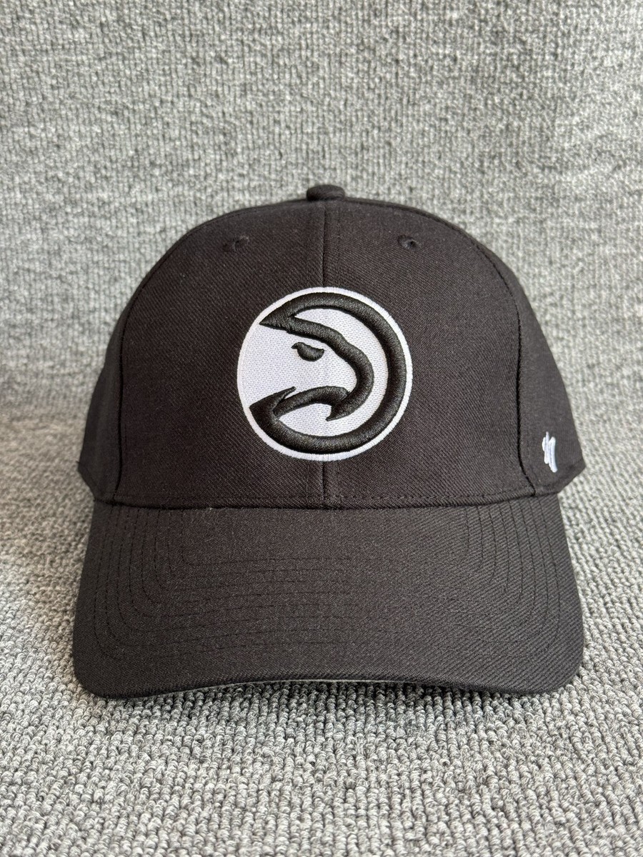 '47 Brand Atlanta Hawks Baseball Cap Strapback Black OSFA NBA Hat