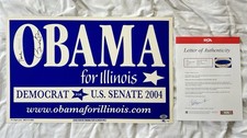 Barack Obama Signed 2004 Senate Campaign Poster Placard Autographed PSA/DNA LOA