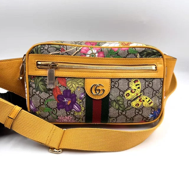 11.03 28 GUCCI GG Supreme Monogram Flora Ophidia Belt Bag Beige Multicolor Crop