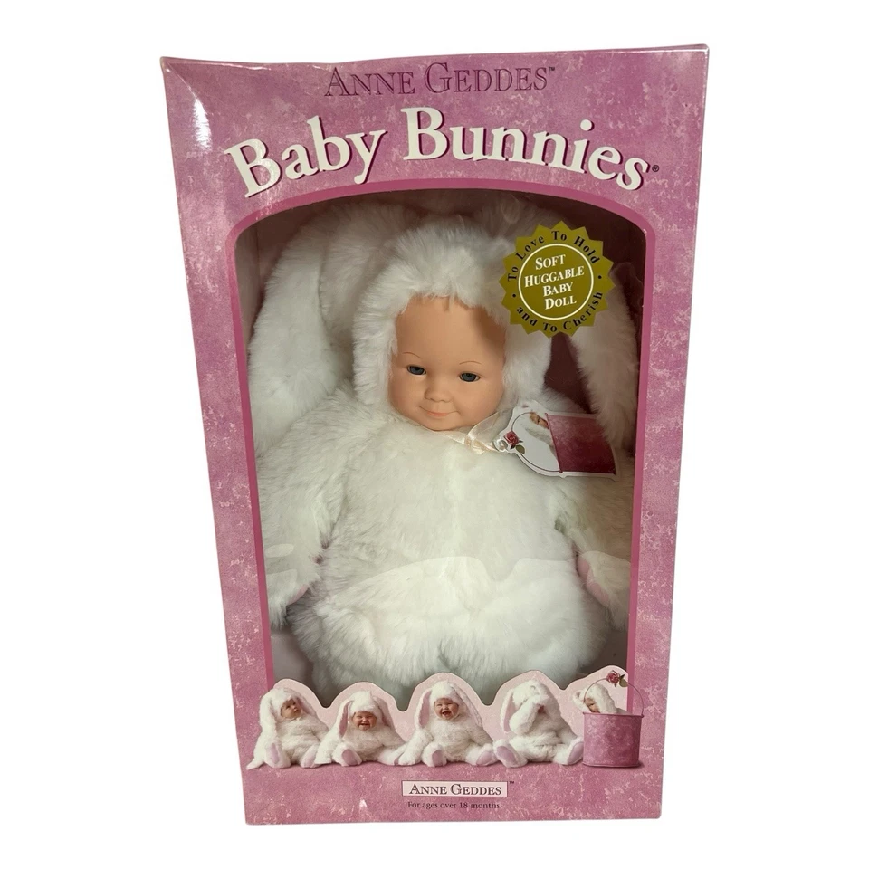 Muñeca Anne Geddes Baby Bunnies 15” en caja 1997 suave abrazable peluche conejito vintage Foto 3 de 4