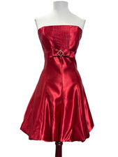 Vtg Jessica McClintock Gunne Sax Sz 9 Red Satin Strapless Prom Cocktail Dress