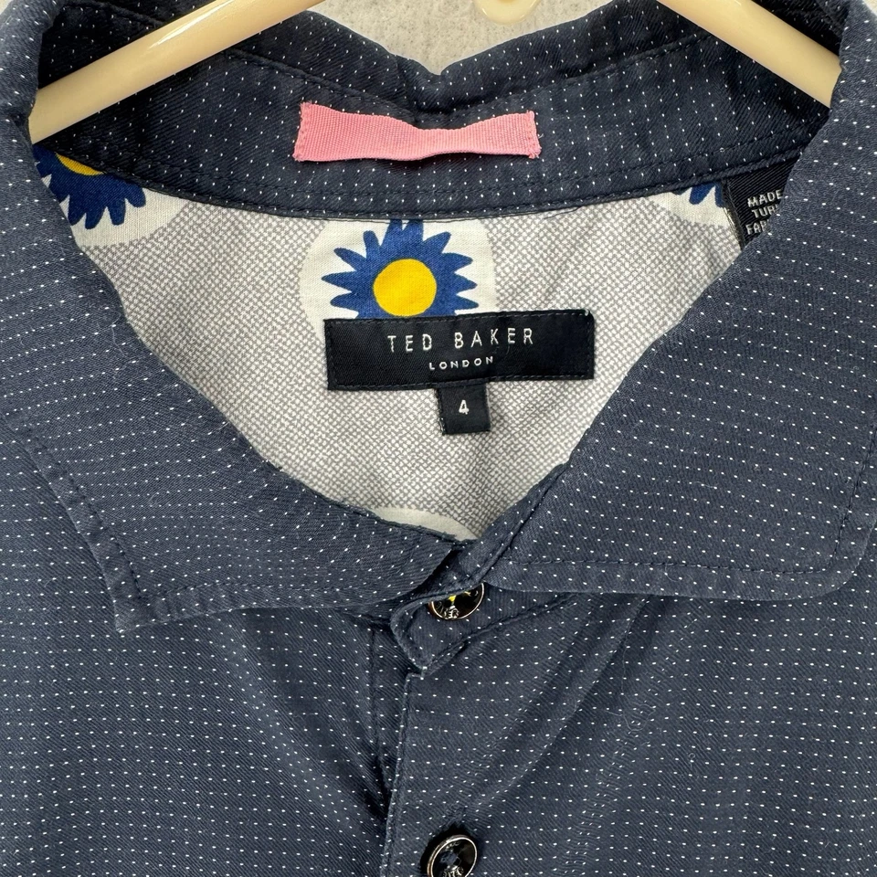Camisa Ted Baker Para Hombre Grande Azul Con Botones Manga Larga Calce Moderno Preppy 4 Foto 2 de 4