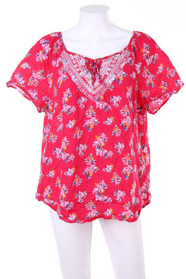 H&M Shortsleeve Blouse Flower Print D 46 pink shades turquoise