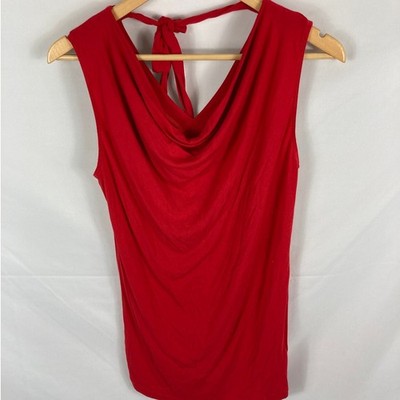 CAbi #3051 Red Top Tunic Tie at Back Neck Size XS