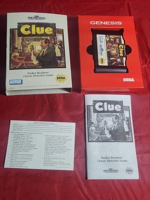 Clue Sega Genesis CIB Box Manual Registration Card Authentic, Cleaned, & Tested