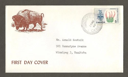 Canada first day cover, Cachet,   Lecner Buffalo Cachet, 1966 NWT Flower [726
