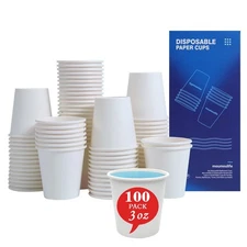 100 Count 3oz Disposable Bathroom Cups, Mouthwash Cups, Small Paper Cups