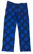 MEN'S SLAZENGER BLUE CHECK RETRO GOLF TROUSERS.SIZE 32S W 32" L 29"